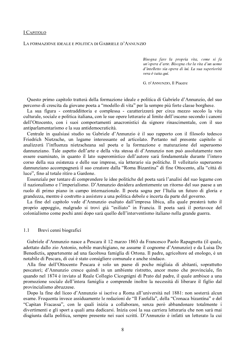 D Annunzio Il Piacere Questo Primo Capitolo Trattera Della Formazione Ideale E Politica Di Gabriele D Annunzio Tesionline