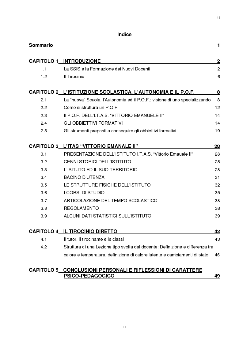 Tesi Di Tirocinio Diretto A013 - Indice