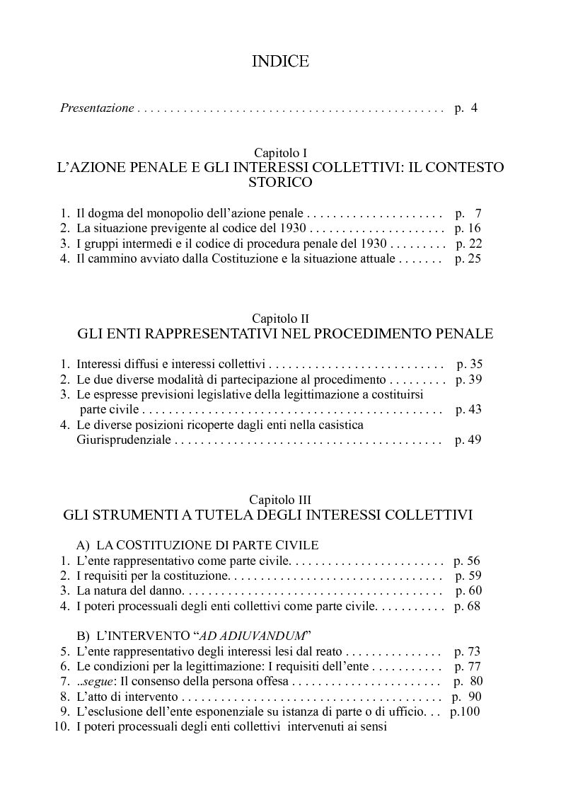 La Tutela Degli Enti Collettivi Nel Procedimento Penale E Il Monopolio Dell Azione Penale Indice Pagina 1 Di 2