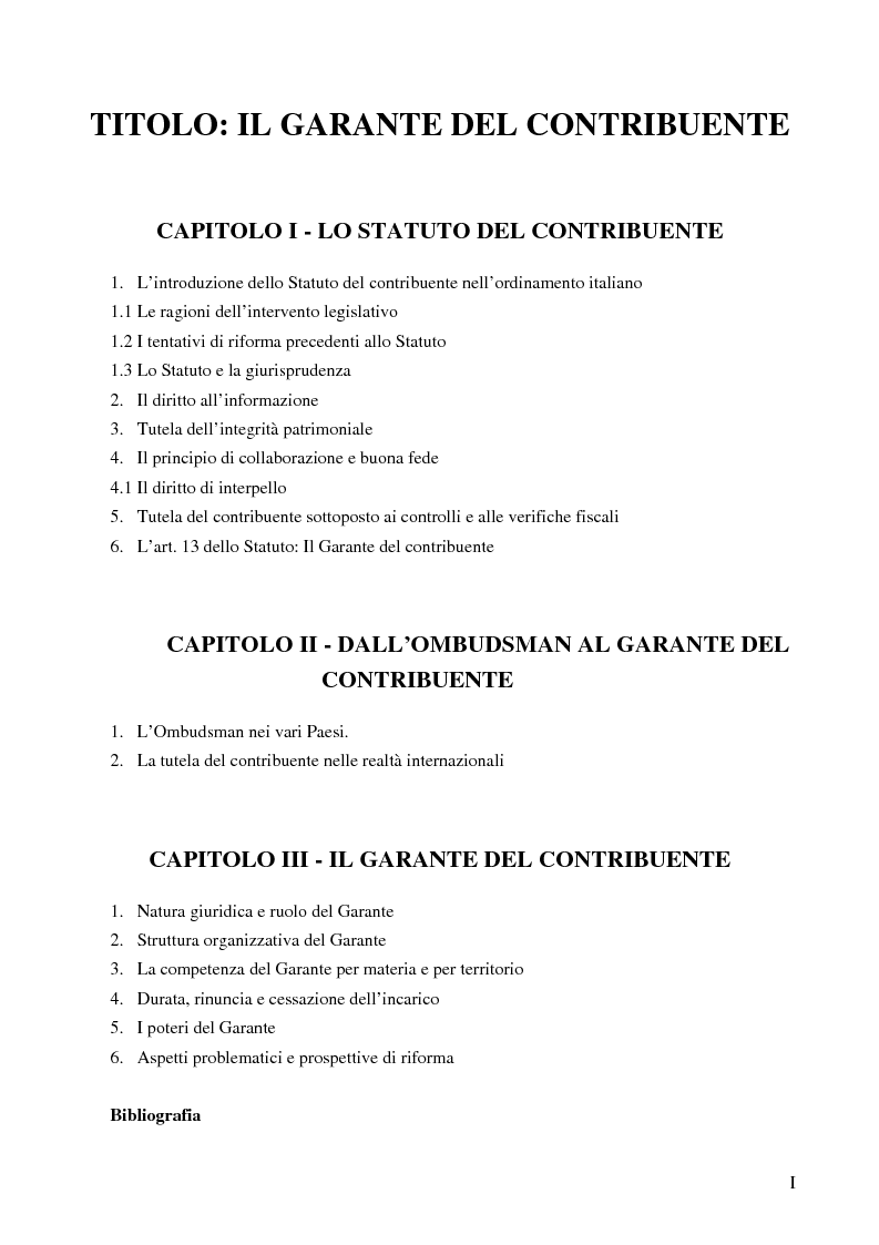 Il Garante Del Contribuente - Indice