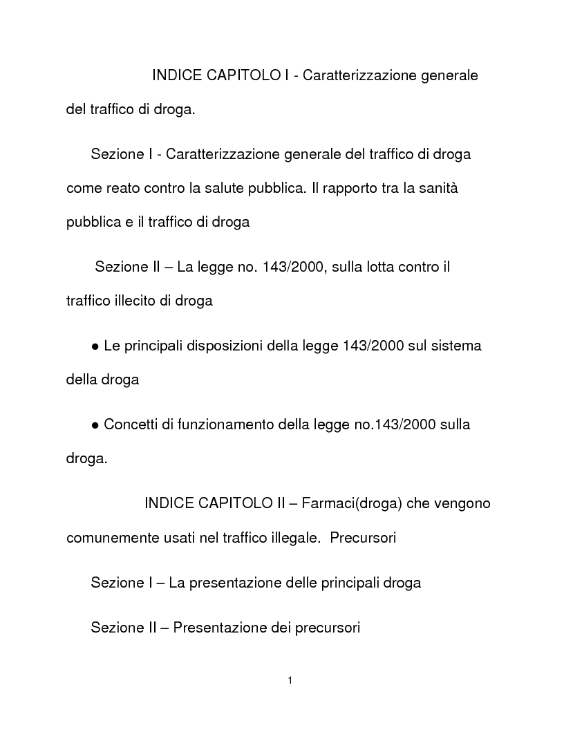 Il Consumo E Il Traffico Di Droga - Indice - Pagina 1 Di 3