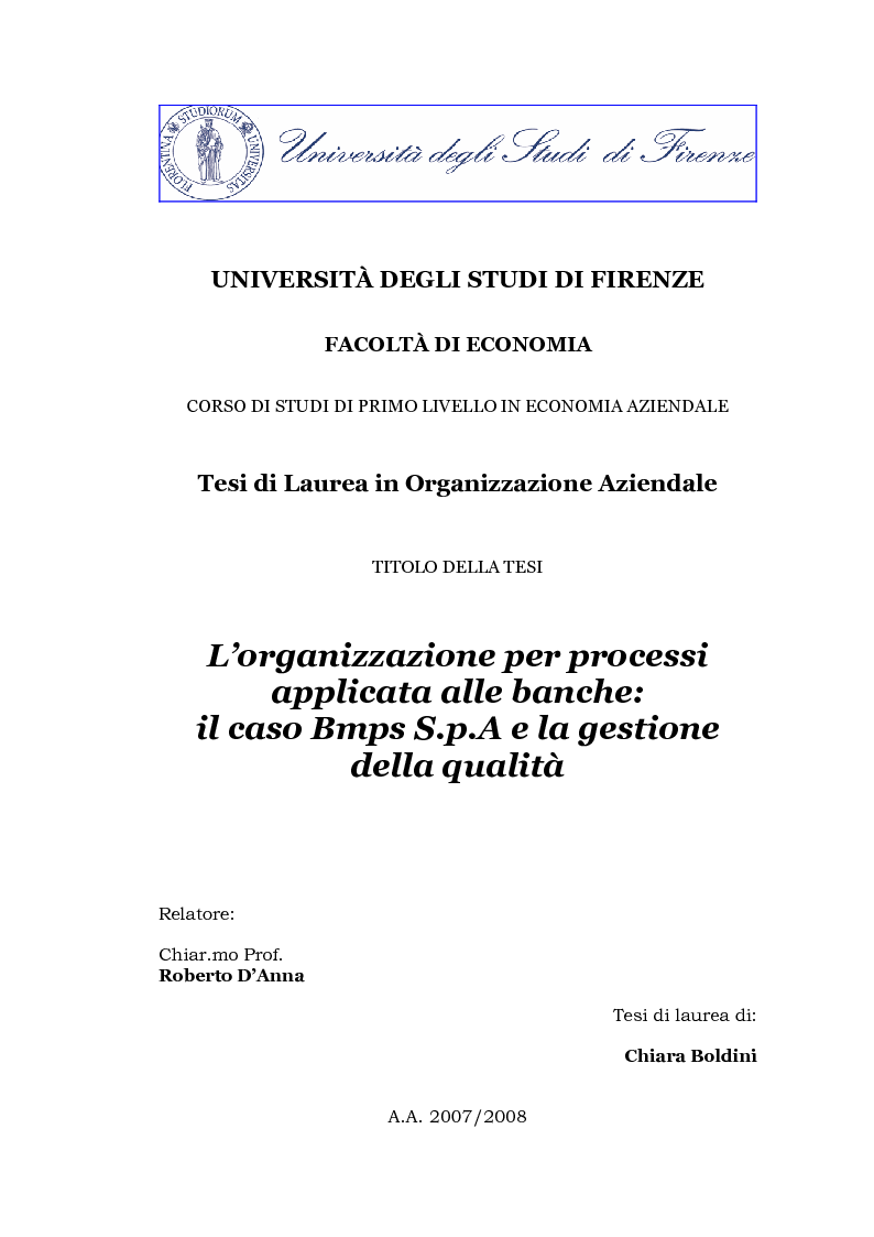 Università Degli Studi Di Firenze Facoltà Di Economia Corso