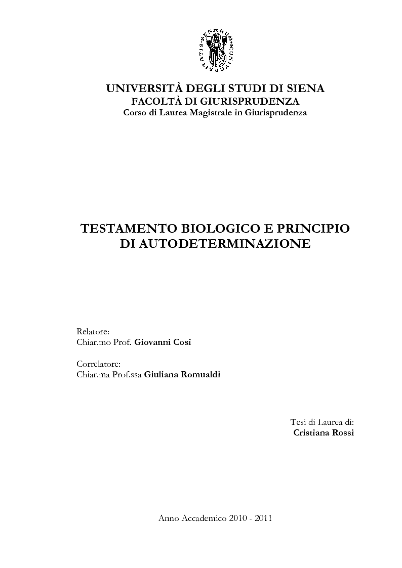 UNIVERSITÀ DEGLI STUDI DI SIENA FACOLTÀ DI GIURISPRUDENZA 