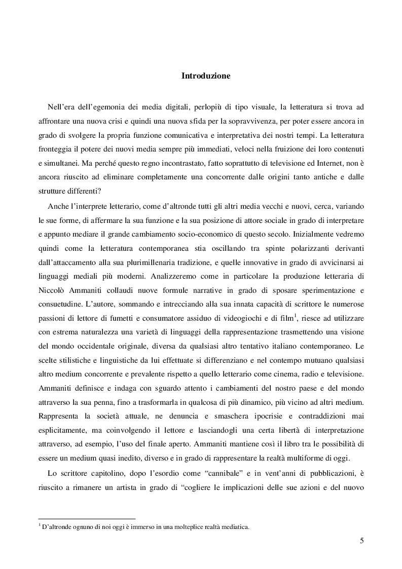 La Letteratura nell'era dei media digitali: il caso di Niccolò Ammaniti - Tesi  di Laurea - Tesionline